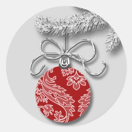 Sticker Rond Cartes de Noël Red Holiday Ball Enveloppe (Devant)