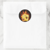 Sticker Rond Cartes de puces de poker en feu (Sac)