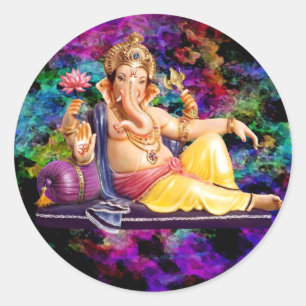 Sticker Rond Cartes de voeux de Ganesha, autocollants, cartes