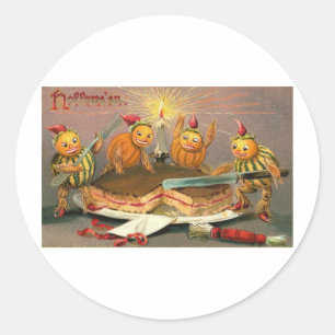 Sticker Rond Cartes de voeux Halloween vintage Affiches classiq