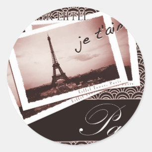 Sticker Rond Cartes postales parisiennes