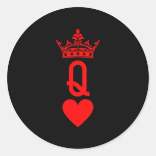 Sticker Rond Cartes Reine De Coeur Couple Correspondant Saint V