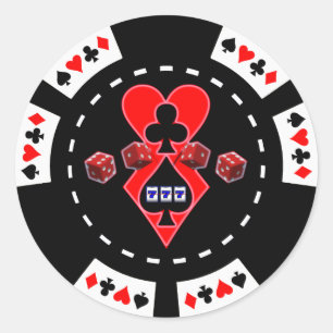 STICKER ROND CARTES SLOTS ET PILOTE DE POKER