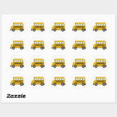 Sticker Rond Cartographie Bus scolaire jaune et noir (Feuille)