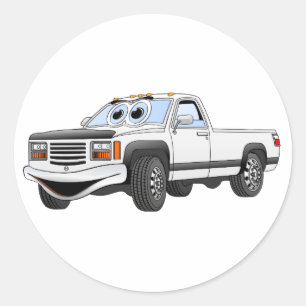 Sticker Rond Cartographie de camion de ramassage blanc