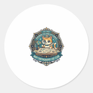 Sticker Rond Cartographie de carte Chat Design drôle amateur de