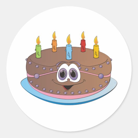 Sticker Rond Cartographie de gâteau d'anniversaire (Devant)