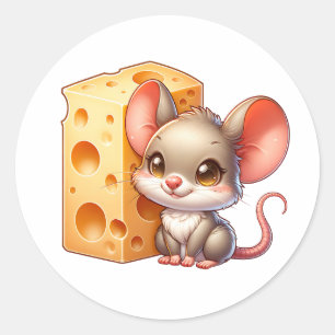 Sticker Rond Cartographie de la souris et du fromage