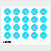 Sticker Rond Carton aux crevettes mignonnes (Feuille)