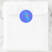 Sticker Rond Carton bleu Seahorse (Sac)