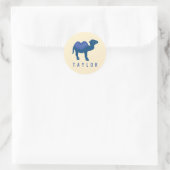 Sticker Rond Carton Camel Bleu Bactrian 2 Humps Personnalisé (Sac)