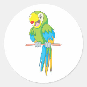 Sticker Rond Carton de perroquet personnalisé