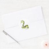 Sticker Rond Carton de serpent d'Anaconda vert mignon (Enveloppe)