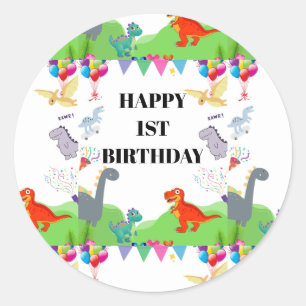 Sticker Rond Carton d'invitation d'anniversaire pour enfants av
