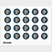 Sticker Rond Carton d'invitation de mariage Art Déco modifiable (Feuille)