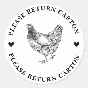 Sticker Rond Carton d'oeuf de retour de ferme rustique sur mesu