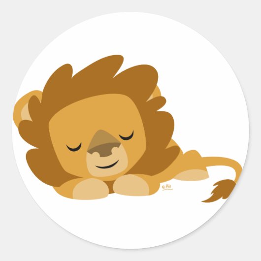 Sticker Rond Carton dormant Lion collant rond (Devant)