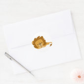 Sticker Rond Carton dormant Lion collant rond (Enveloppe)