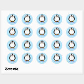 Sticker Rond Carton en pingouin mignon hiver personnalisé (Feuille)