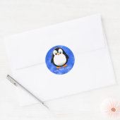 Sticker Rond Carton en pingouin sur mesure Aquarelle bleue (Enveloppe)