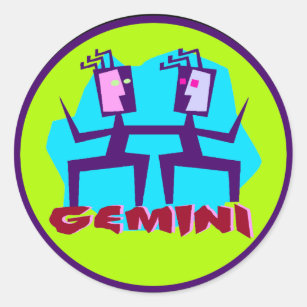 Sticker Rond Carton Gemini Zodiac Astrologie design