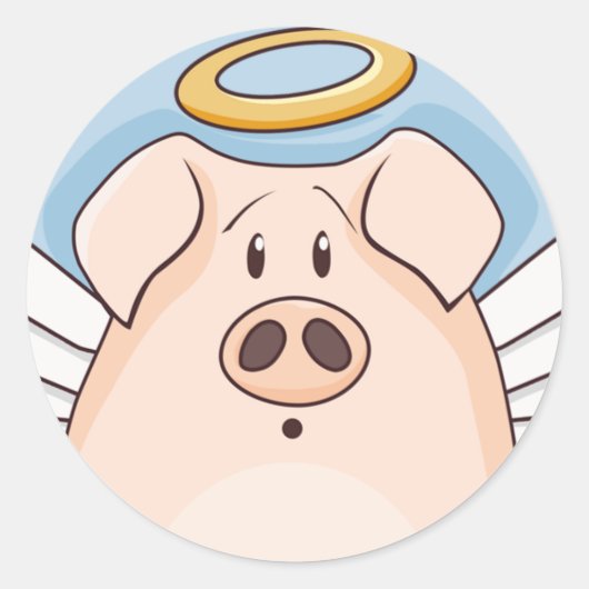 Sticker Rond Carton mignon Angel Pig (Devant)