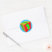 Sticker Rond Carton mignon Dino Cube Art (Enveloppe)