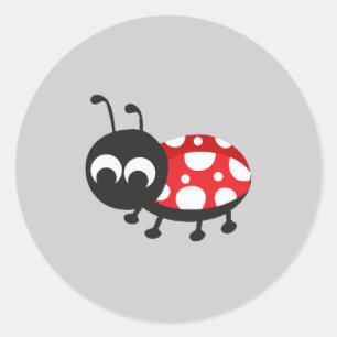 Sticker Rond Carton mignon Ladybug