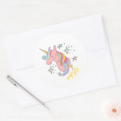Sticker Rond Carton mignon Majestic Unicorn (Enveloppe)