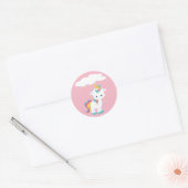 Sticker Rond Carton mignon Unicorne avec nuage (Enveloppe)