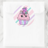 Sticker Rond Carton mignon Whimsical Unicorn Cupcake (Sac)