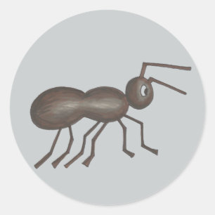 Sticker Rond Carton noir Picnic Ants Marching Insect Bug