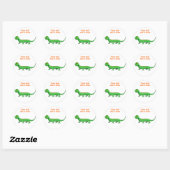 Sticker Rond Carton vert mignon Lizard Reptile enfant (Feuille)