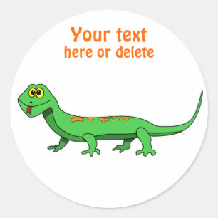 Sticker Rond Carton vert mignon Lizard Reptile enfant