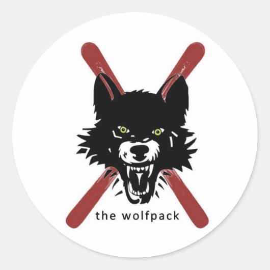 Sticker Rond Cartons de ski Wolfpack / casque (Devant)