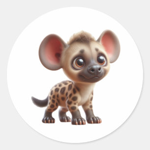 Sticker Rond Cartoon adorable Hyena Cub Graphic