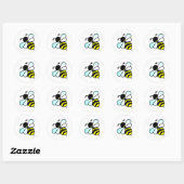 Sticker Rond Cartoon Bee/Honeybee (Feuille)