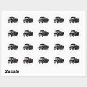Sticker Rond Cartoon Black Dump Truck 10w (Feuille)