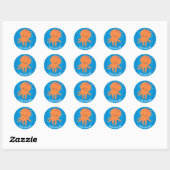 Sticker Rond Cartoon bleu Vagues Motif (Feuille)