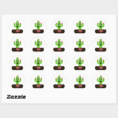 Sticker Rond Cartoon Cactus (Feuille)