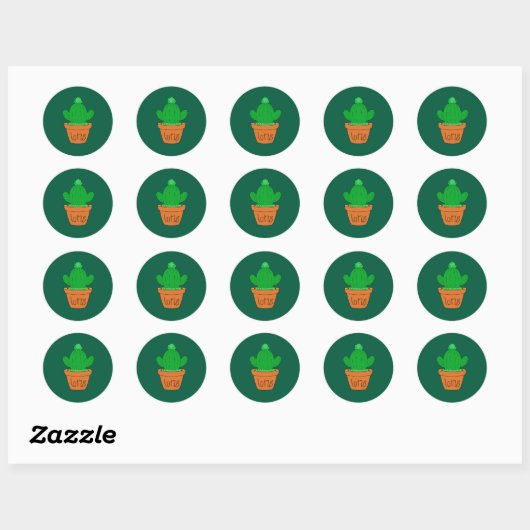 Sticker Rond Cartoon cactus (Feuille)