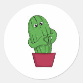 Sticker Rond Cartoon Cactus making Heart Sign with Hands (Devant)