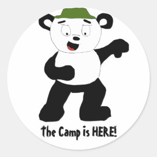 Sticker Rond Cartoon Camp Panda