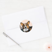 Sticker Rond Cartoon Corgi (Enveloppe)