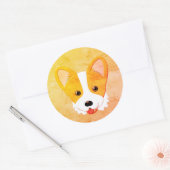Sticker Rond Cartoon Corgi peinture (Enveloppe)