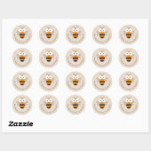 Sticker Rond Cartoon Cute Funny Honey Bee Honeycomb Plaque d'en (Feuille)