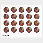 Sticker Rond Cartoon Eagle with Flag and Fireworks (Textured) (Feuille)