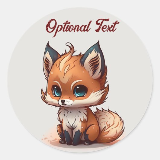 Sticker Rond Cartoon Fox personnalisé (Devant)
