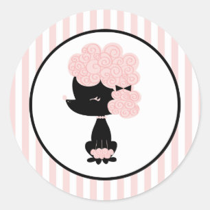 Sticker Rond Cartoon French Poodle