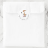 Sticker Rond Cartoon Funny Chien Chien Puppy Kick Scooter Plaqu (Sac)